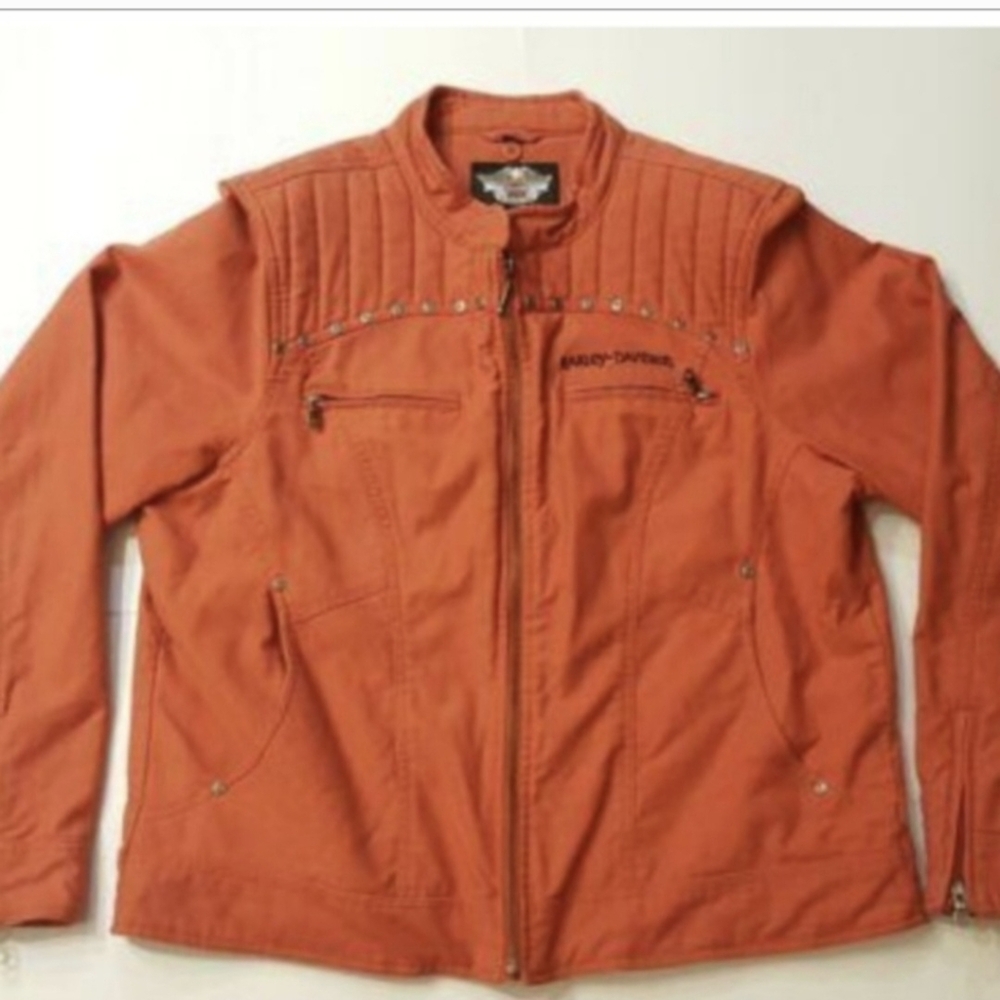 Nice orange women's Harley Davidon jacket.